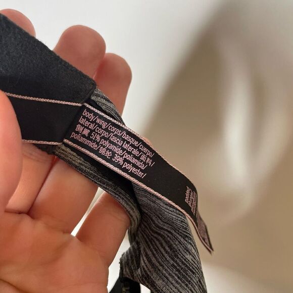 Victoria’s Secret Padded‎ Plunge Mesh Detail Gray Marled Black 36dd VS Sexy - Picture 4 of 6